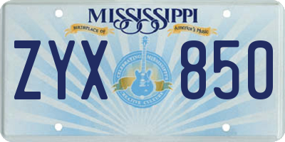 MS license plate ZYX850