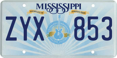 MS license plate ZYX853