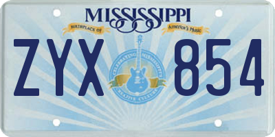 MS license plate ZYX854