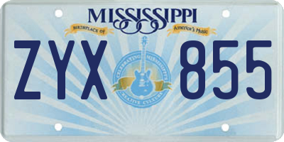 MS license plate ZYX855