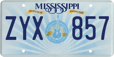 MS license plate ZYX857