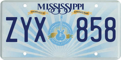 MS license plate ZYX858