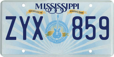 MS license plate ZYX859