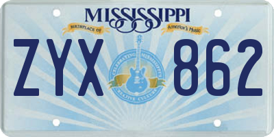 MS license plate ZYX862