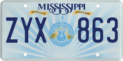 MS license plate ZYX863
