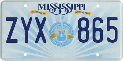 MS license plate ZYX865