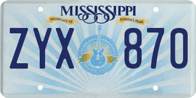 MS license plate ZYX870