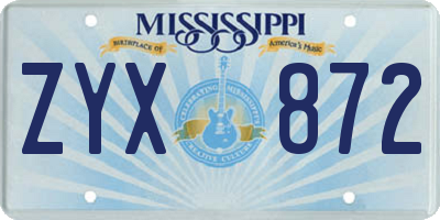 MS license plate ZYX872