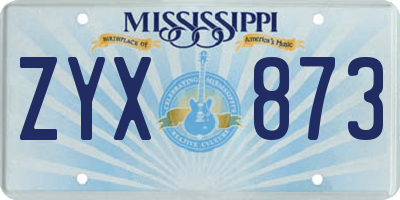 MS license plate ZYX873