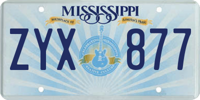 MS license plate ZYX877
