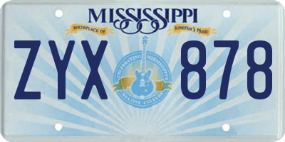 MS license plate ZYX878