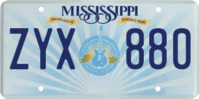 MS license plate ZYX880
