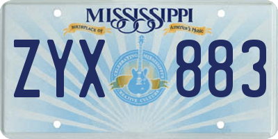 MS license plate ZYX883