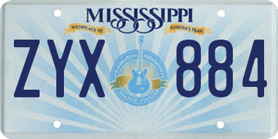 MS license plate ZYX884