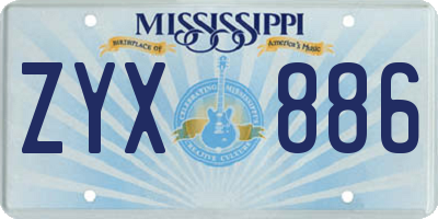 MS license plate ZYX886