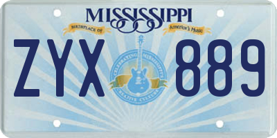 MS license plate ZYX889
