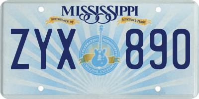 MS license plate ZYX890