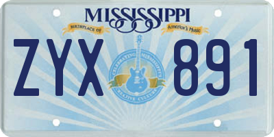 MS license plate ZYX891