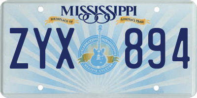 MS license plate ZYX894