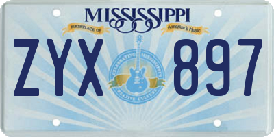 MS license plate ZYX897