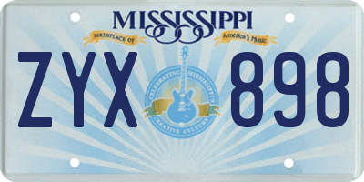 MS license plate ZYX898