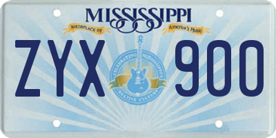 MS license plate ZYX900