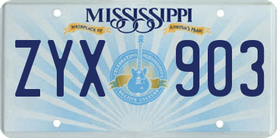 MS license plate ZYX903