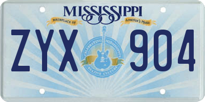 MS license plate ZYX904