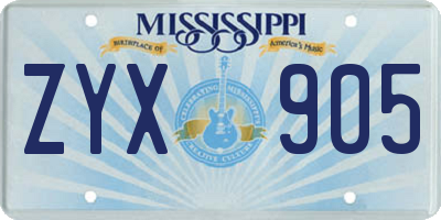 MS license plate ZYX905