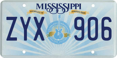 MS license plate ZYX906