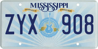 MS license plate ZYX908