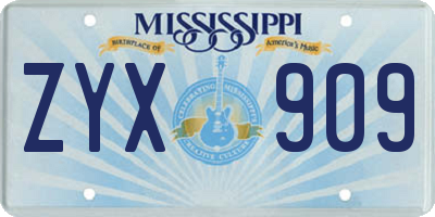 MS license plate ZYX909