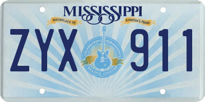 MS license plate ZYX911