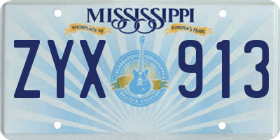 MS license plate ZYX913