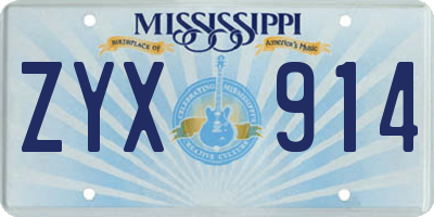 MS license plate ZYX914