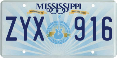 MS license plate ZYX916