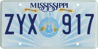 MS license plate ZYX917