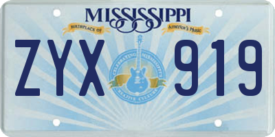 MS license plate ZYX919