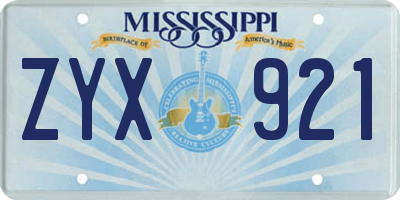 MS license plate ZYX921