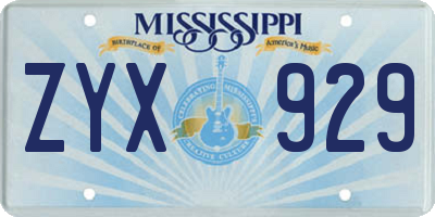 MS license plate ZYX929