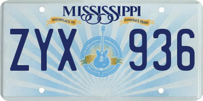 MS license plate ZYX936