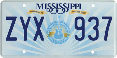 MS license plate ZYX937