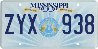 MS license plate ZYX938