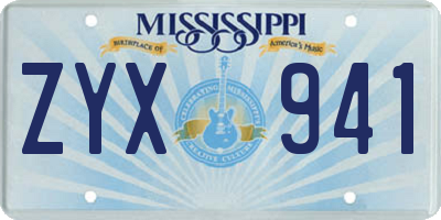 MS license plate ZYX941