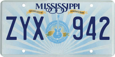 MS license plate ZYX942