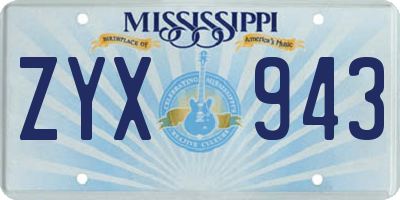 MS license plate ZYX943