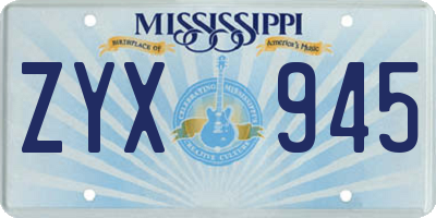 MS license plate ZYX945