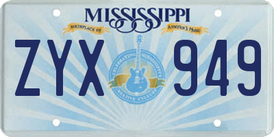 MS license plate ZYX949