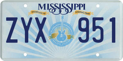 MS license plate ZYX951