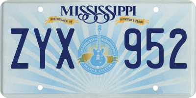 MS license plate ZYX952